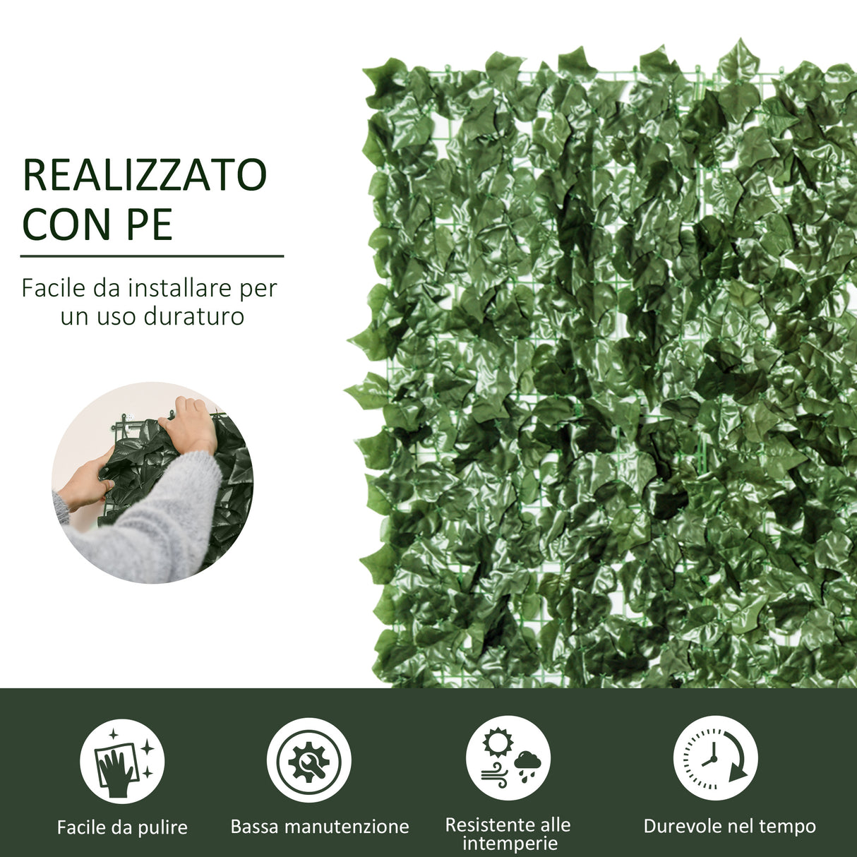 easycomfort easycomfort rotolo di siepe artificiale per balcone e giardino in pe anti uv con foglie 240x100cm verde scuro