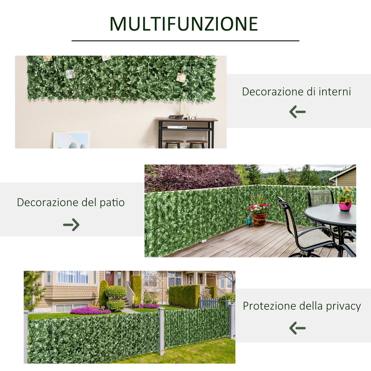 easycomfort easycomfort rotolo di siepe artificiale per balcone e giardino in pe anti uv con foglie 240x100cm verde scuro