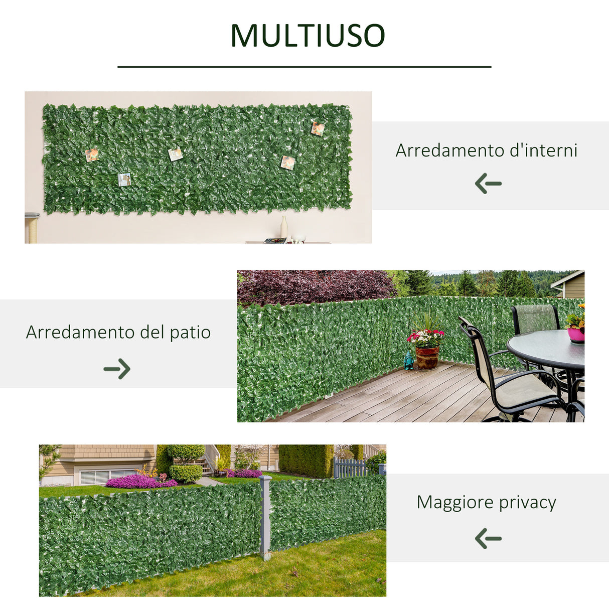 easycomfort easycomfort rotolo di siepe artificiale per balcone e giardino in pe anti uv con foglie verde scuro 300x100cm