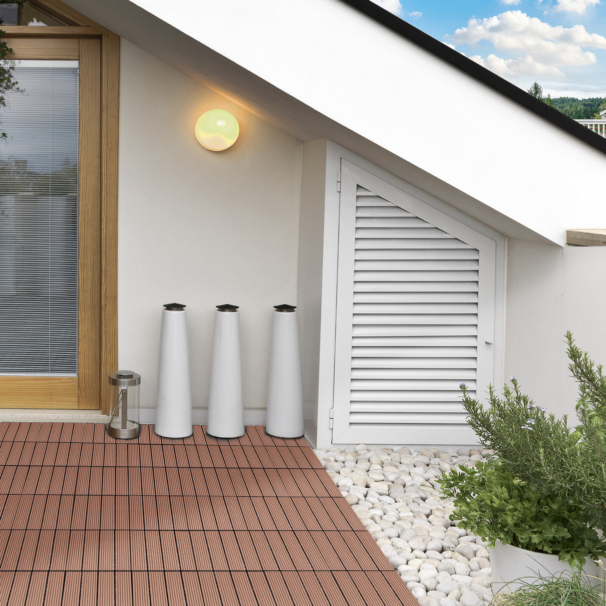 easycomfort easycomfort piastrelle da giardino incastrabili set da 11 mattonelle per esterno pavimentazione giardino marrone 30x30x2 2cm ean 8054111844789