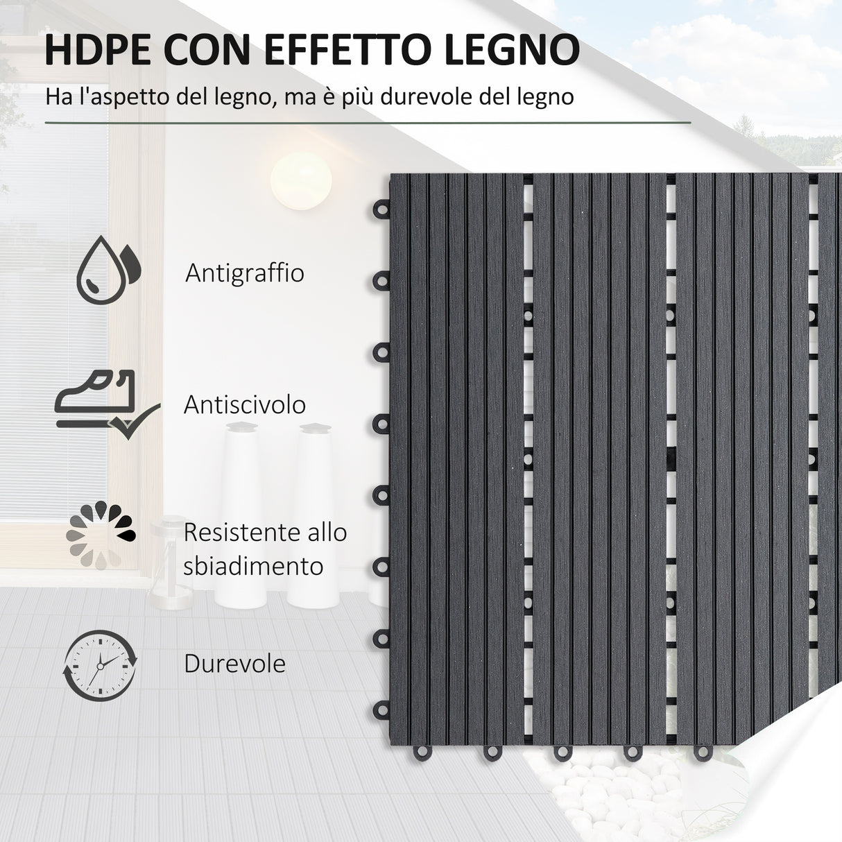 easycomfort easycomfort piastrelle da giardino incastrabili set da 11 mattonelle per esterno pavimentazione giardino grigio 30x30x2.2cm ean 8054111845939