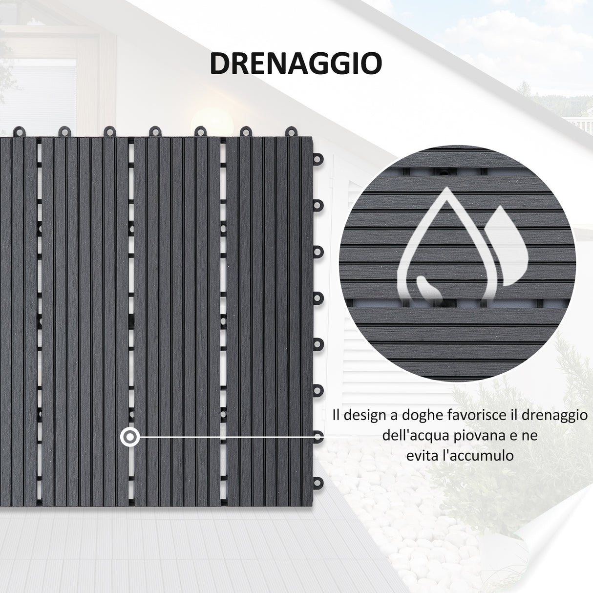 easycomfort easycomfort piastrelle da giardino incastrabili set da 11 mattonelle per esterno pavimentazione giardino grigio 30x30x2.2cm ean 8054111845939