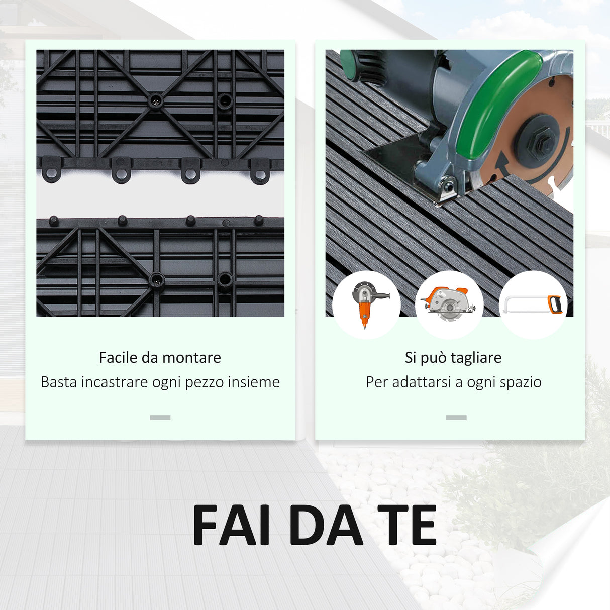 easycomfort easycomfort piastrelle da giardino incastrabili set da 11 mattonelle per esterno pavimentazione giardino grigio 30x30x2.2cm ean 8054111845939