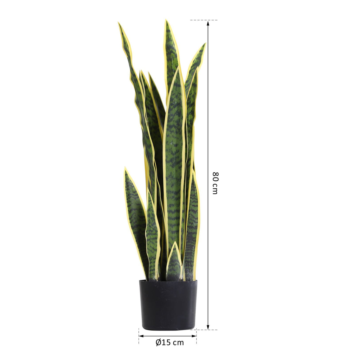 easycomfort easycomfort sanseveria artificiale pianta da esterno e interno con vaso decorativo realistica verde e giallo 15cm x 80cm ean 8054111841894