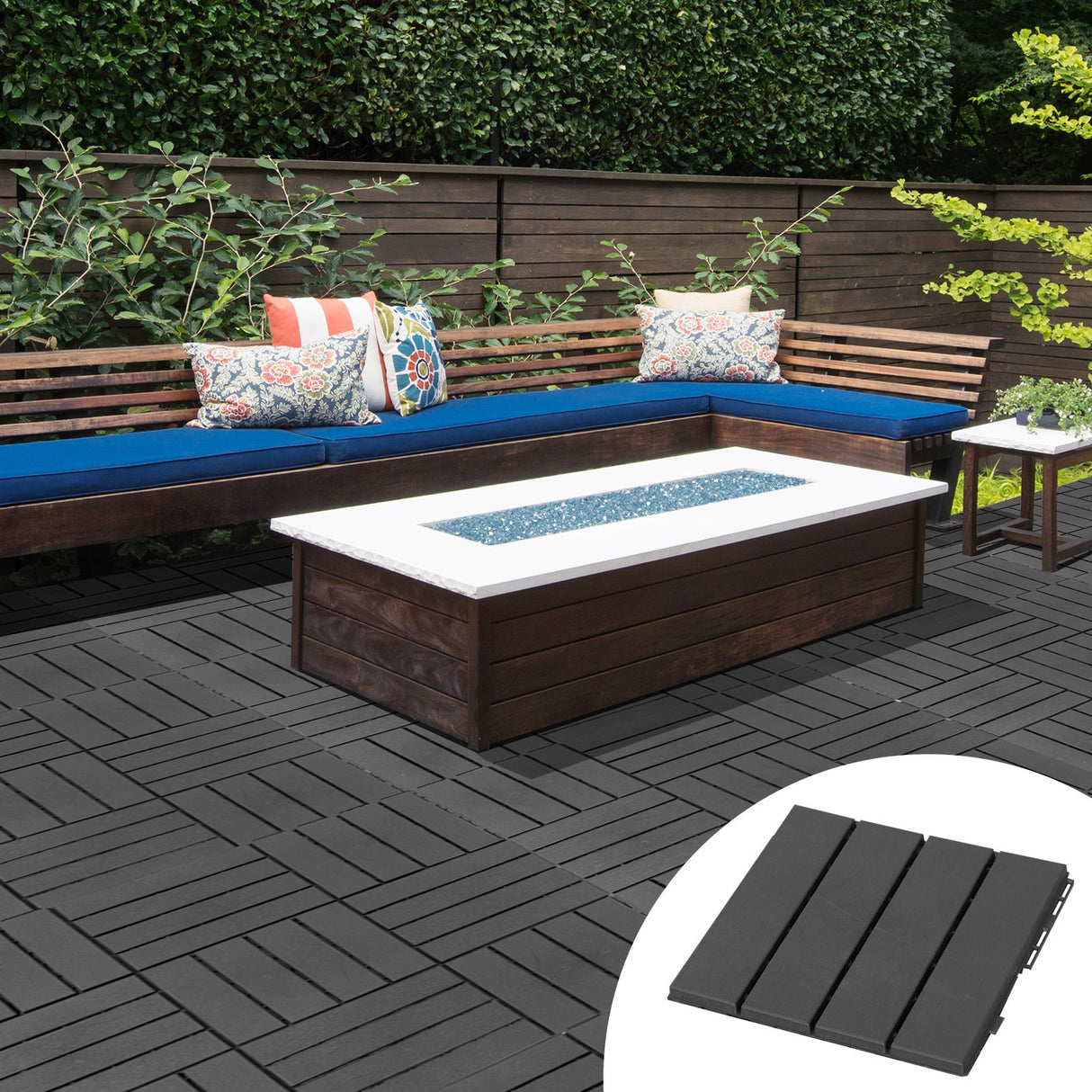 easycomfort easycomfort set 9 mattonelle a incastro per terrazzo piastrelle per pavimenti 30x30x2cm in pp antiscivolo area 0 81 mq nero ean 8054111842457