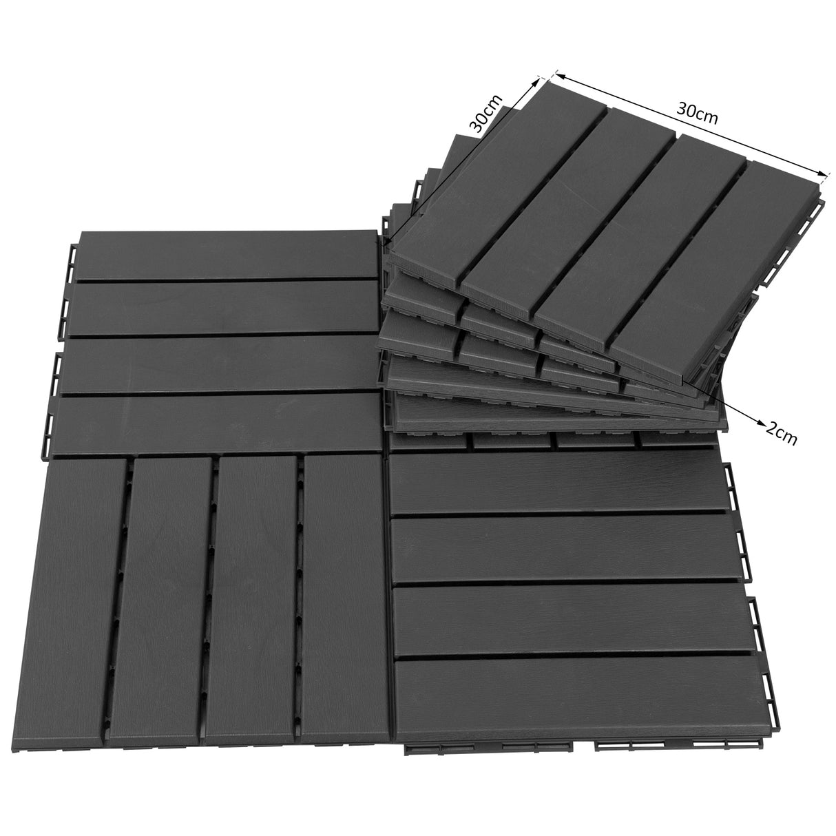 easycomfort easycomfort set 9 mattonelle a incastro per terrazzo piastrelle per pavimenti 30x30x2cm in pp antiscivolo area 0 81 mq nero ean 8054111842457