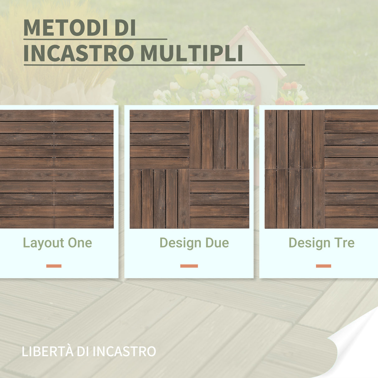 easycomfort easycomfort piastrelle per esterni pavimento in legno set 27 pezzi montaggio a incastro 30x30x2.5cm