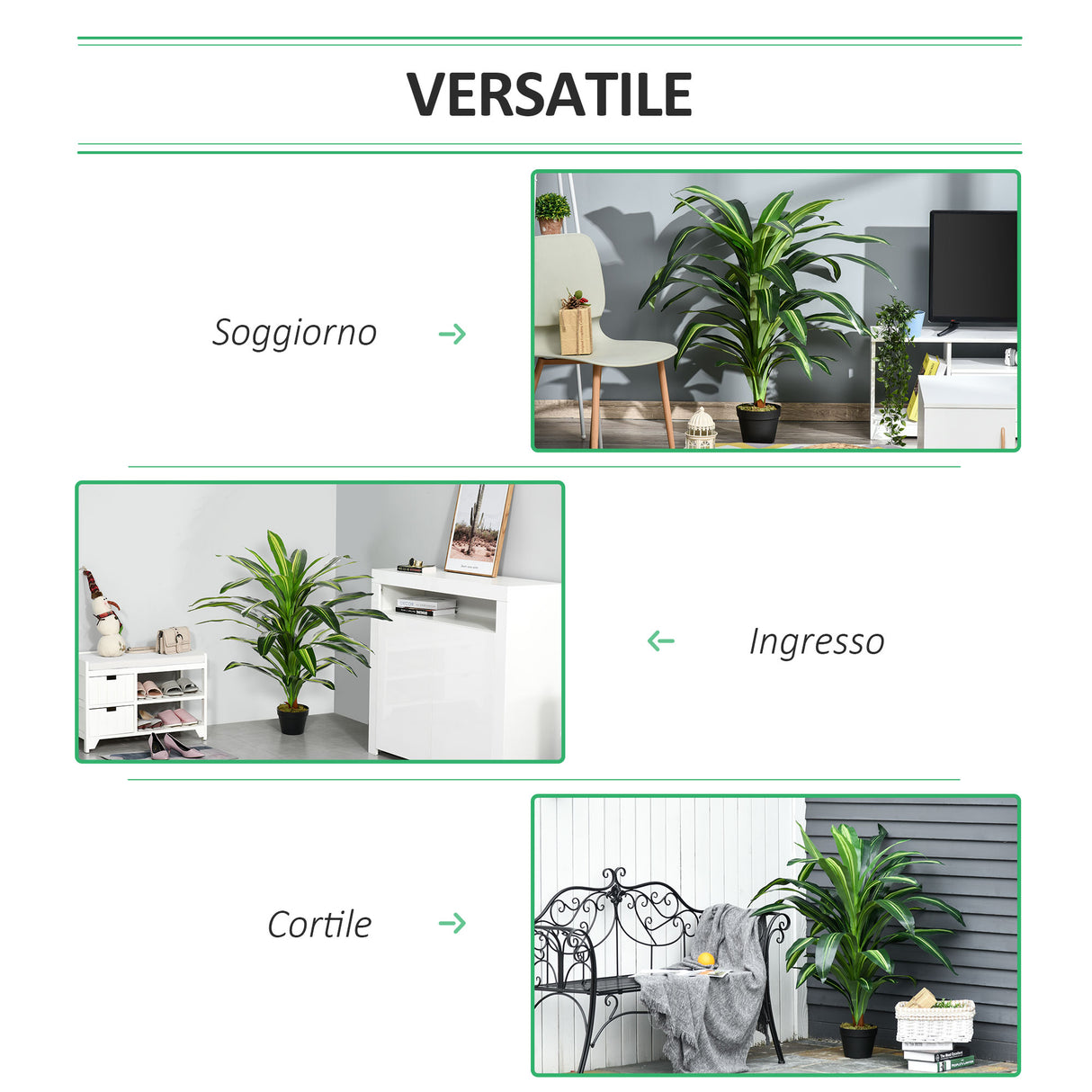 easycomfort easycomfort pianta tropicale decorativa dracena finta in plastica con vaso ean 8054144131122