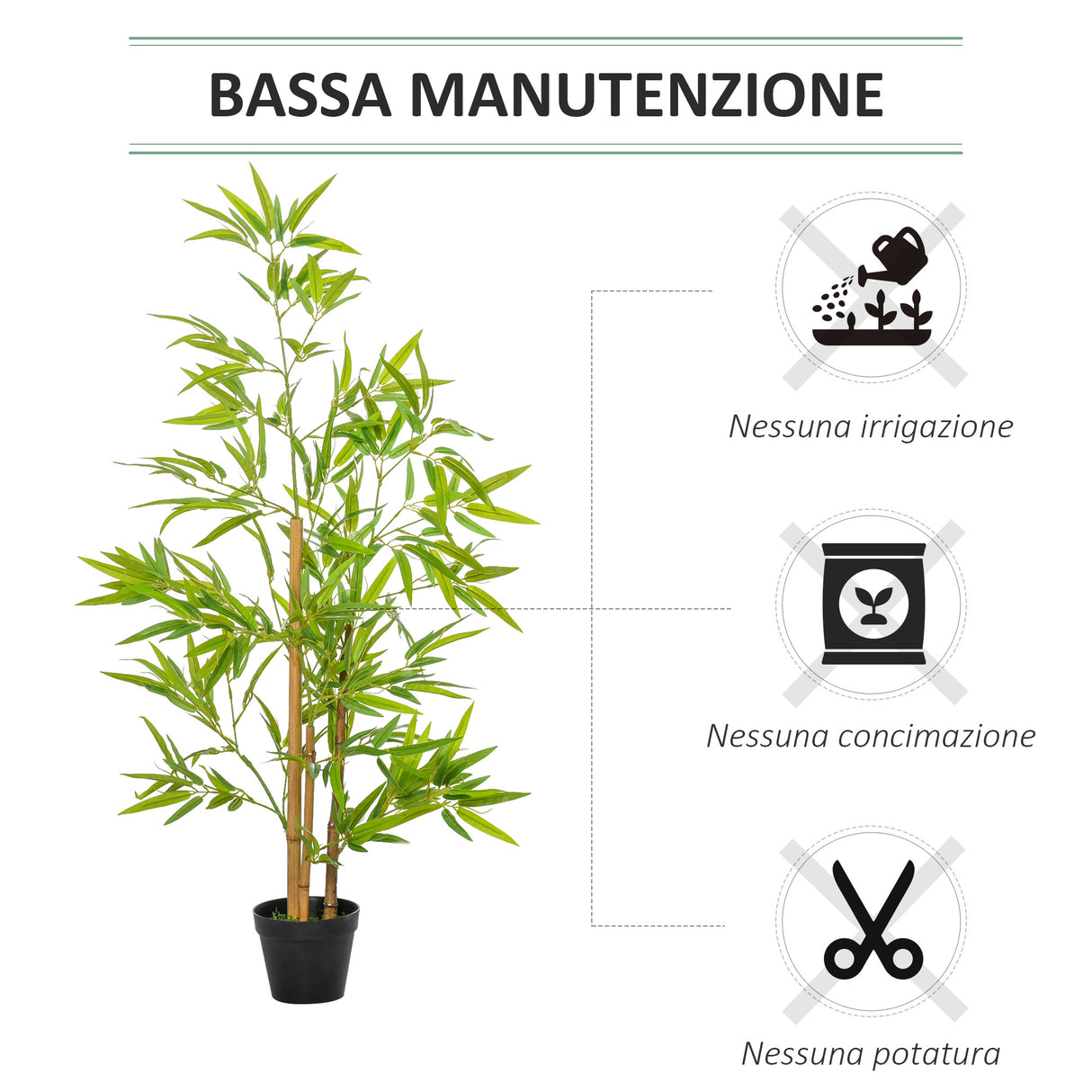 easycomfort easycomfort set 2 piante di bambu artificiali in vaso da 120cm per interni ed esterni