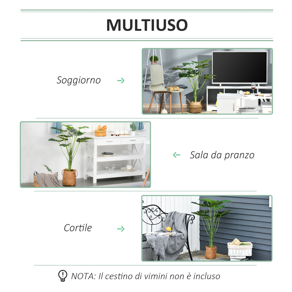 easycomfort easycomfort monstera artificiale 13 foglie e vaso alta 85cm per interno ed esterno ean 8054111846448