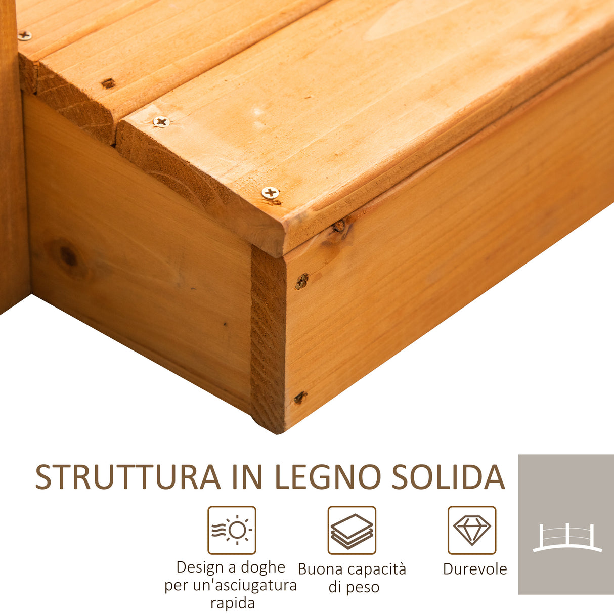 easycomfort easycomfort ponticello di legno da esterni con sponde in canapa struttura in legno dabete 150x58x58 5cm arancione
