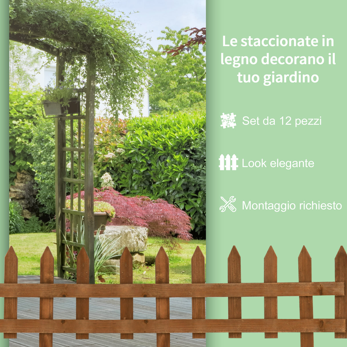 easycomfort easycomfort staccionata in legno di pino da 12 pezzi per aiuole giardino e orto altezza 34cm
