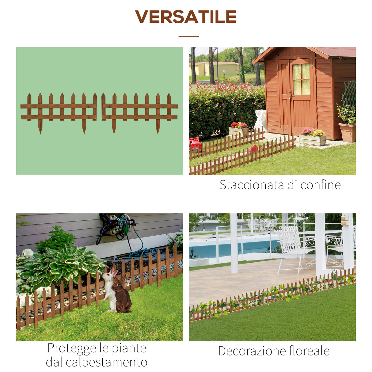 easycomfort easycomfort staccionata in legno di pino da 12 pezzi per aiuole giardino e orto altezza 34cm