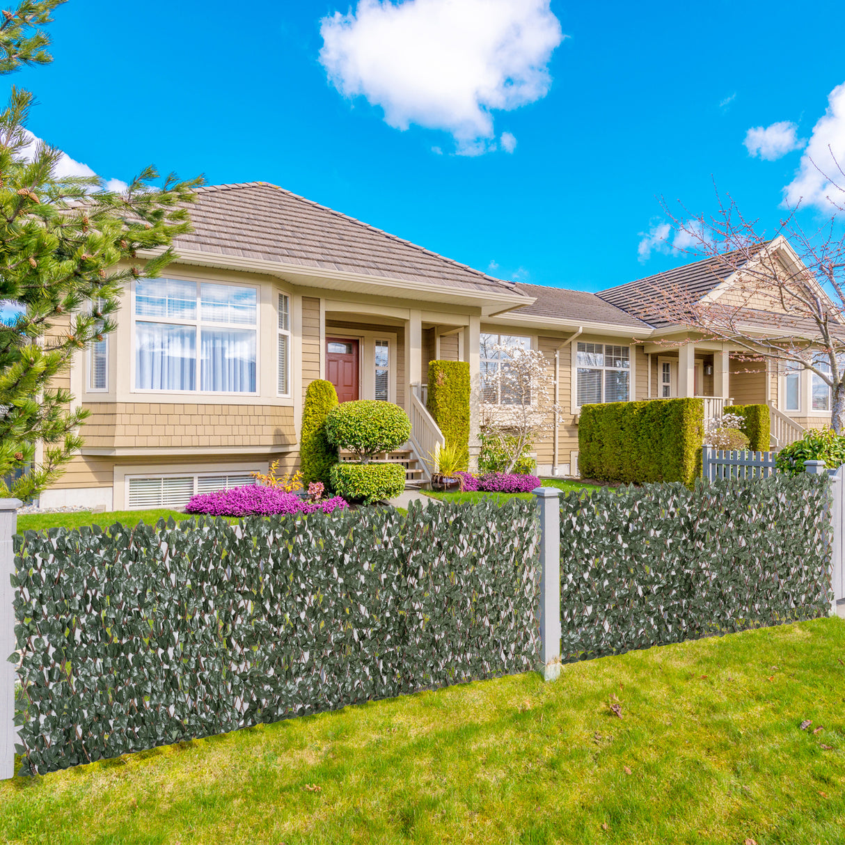 easycomfort easycomfort finta siepe 8 pezzi parete verde estensibile per esterni in legno e poliestere 200x100cm