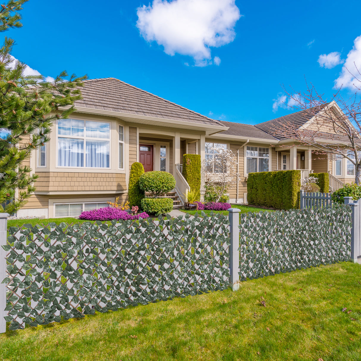 easycomfort easycomfort finta siepe 8 pezzi parete verde estensibile per esterni in legno e poliestere 200x100cm