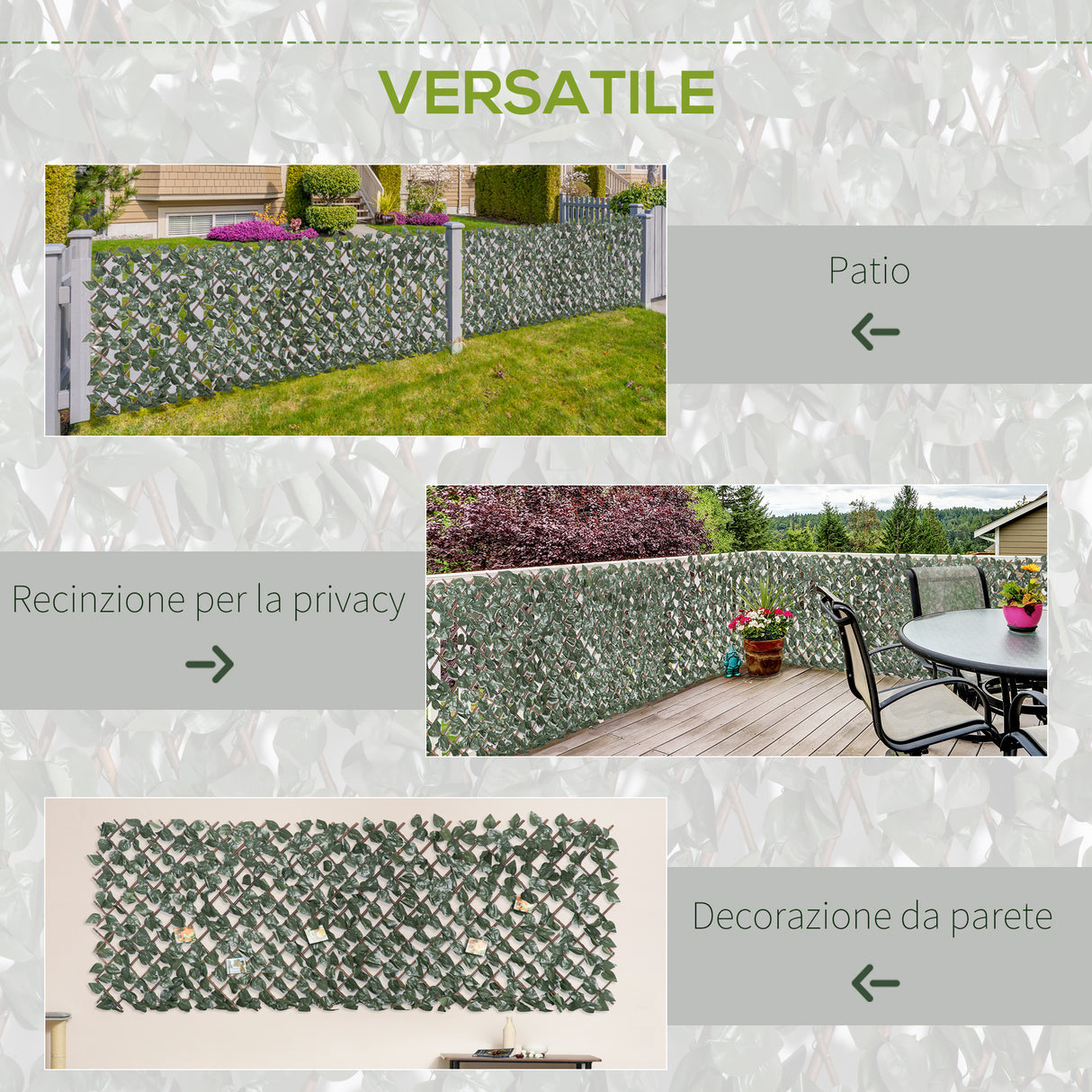 easycomfort easycomfort finta siepe 8 pezzi parete verde estensibile per esterni in legno e poliestere 200x100cm