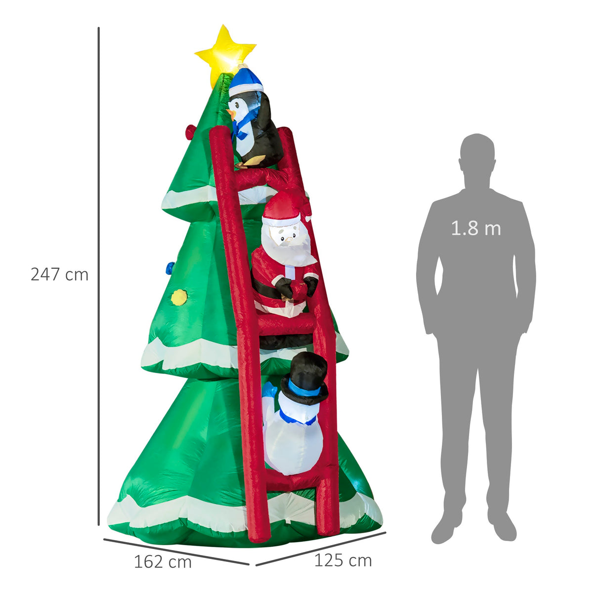 easycomfort easycomfort albero di natale gonfiabile con babbo natale e luci led gonfiatore incluso 162x125x247cm