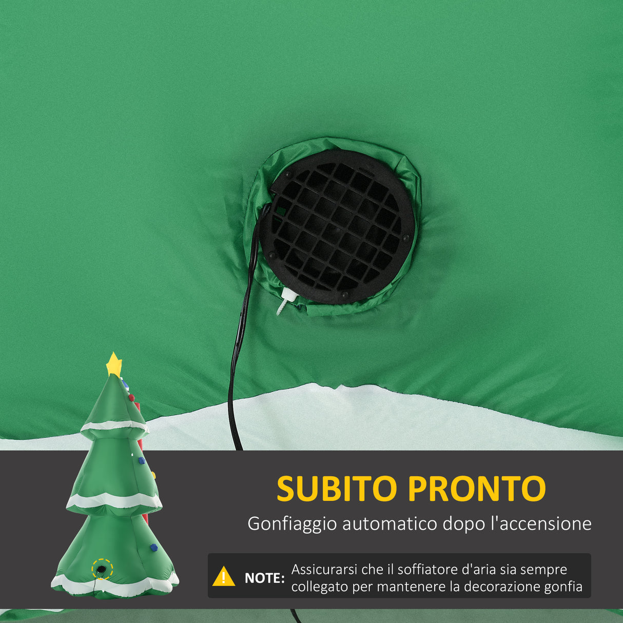 easycomfort easycomfort albero di natale gonfiabile con babbo natale e luci led gonfiatore incluso 162x125x247cm