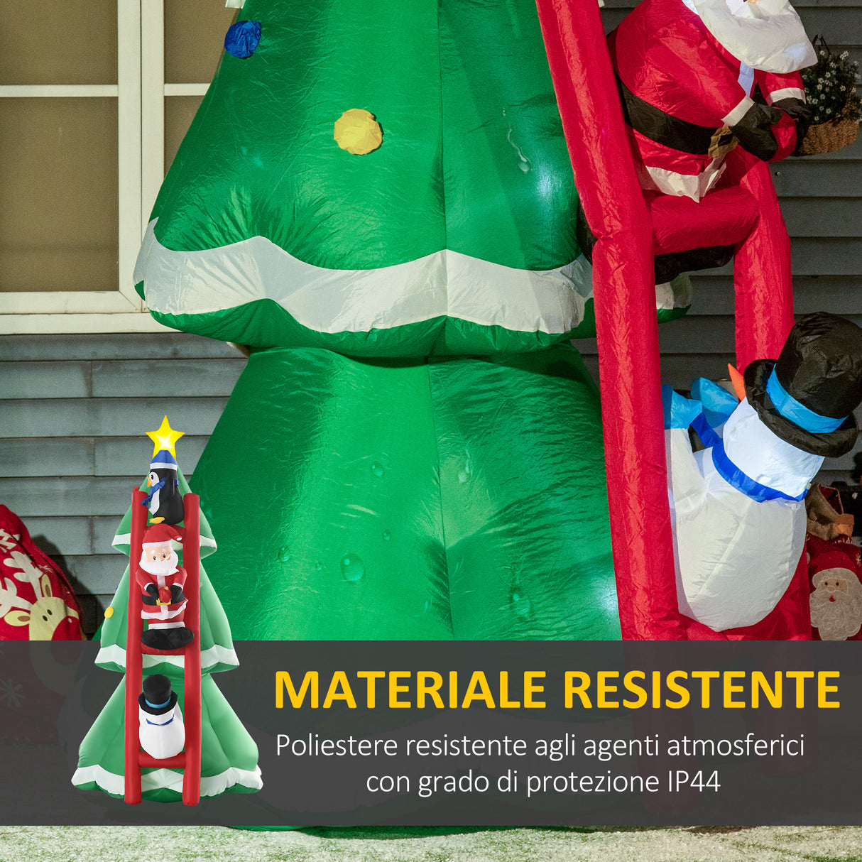 easycomfort easycomfort albero di natale gonfiabile con babbo natale e luci led gonfiatore incluso 162x125x247cm