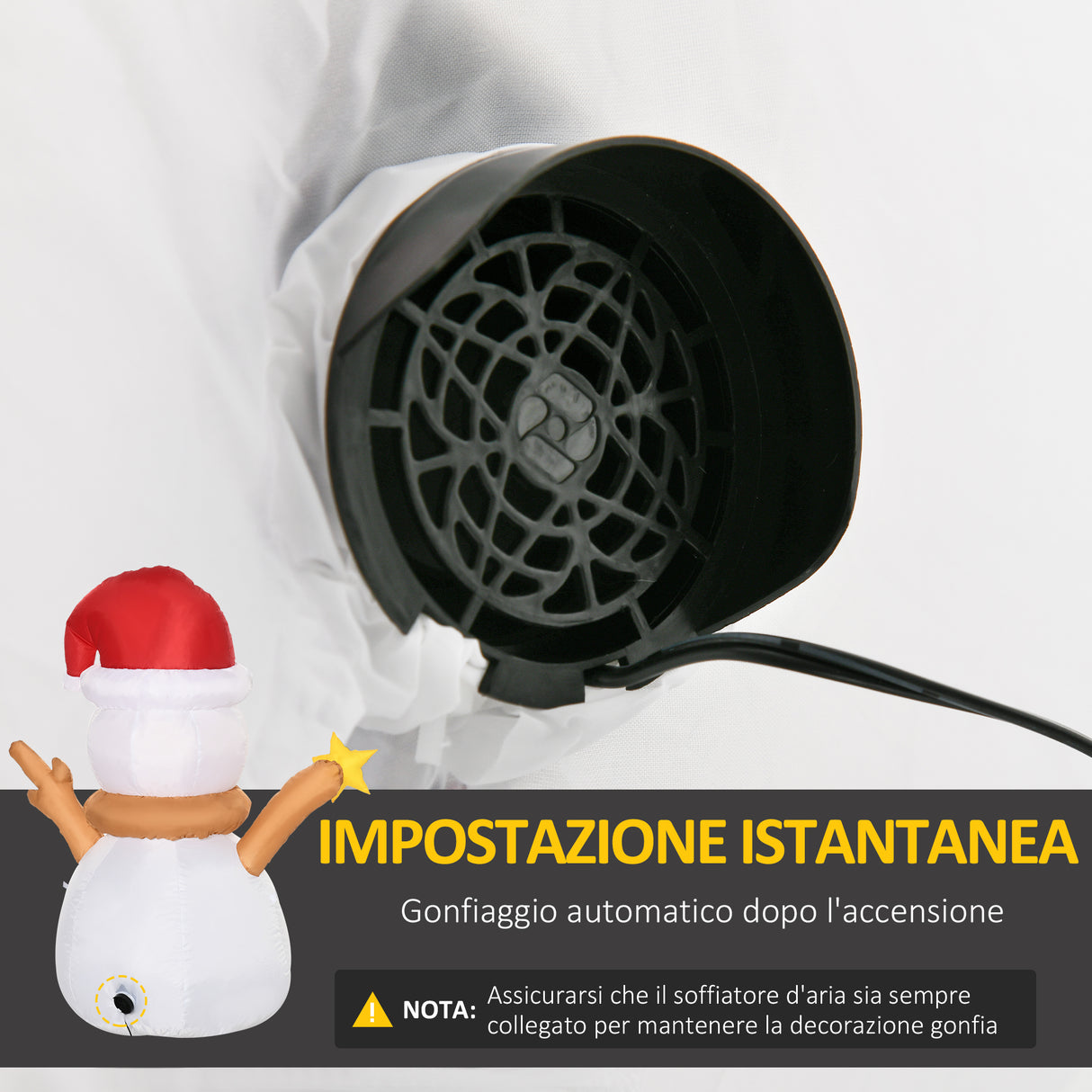 easycomfort easycomfort pupazzo di neve gonfiabile con luce led colorata con gonfiatore incluso 97x50x120cm
