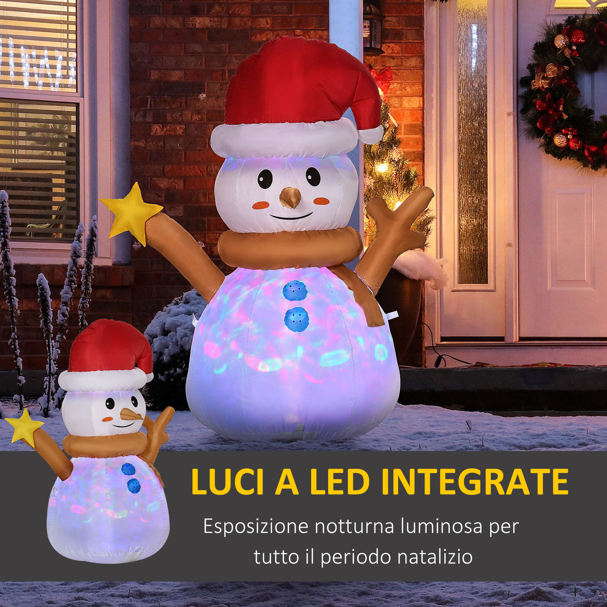 easycomfort easycomfort pupazzo di neve gonfiabile con luce led colorata con gonfiatore incluso 97x50x120cm