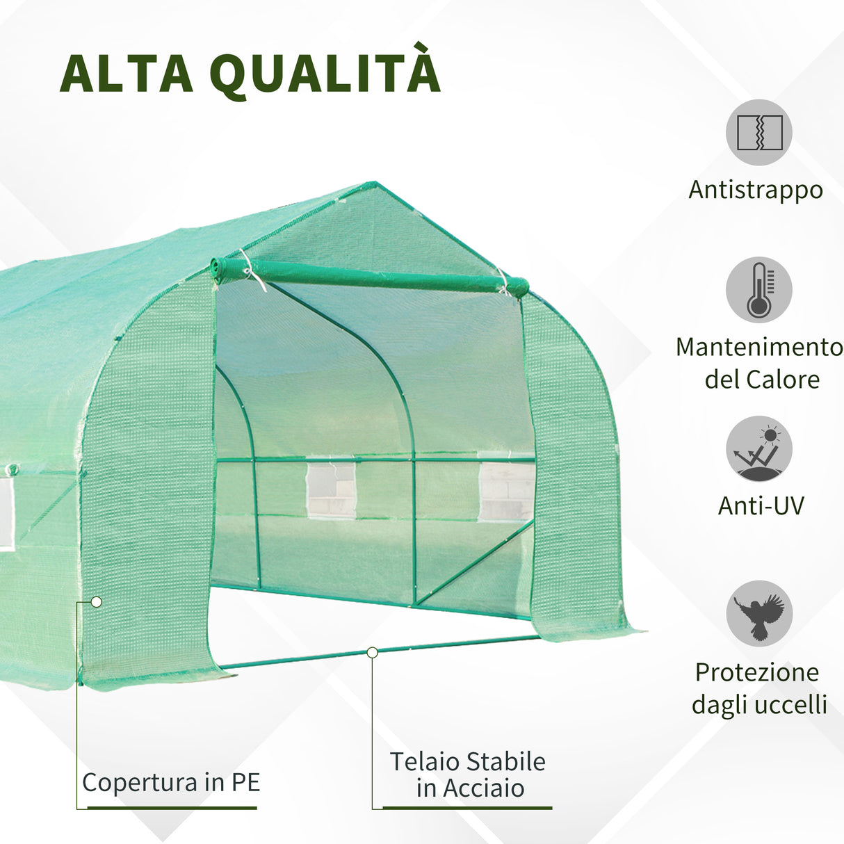 easycomfort easycomfort serra da giardino 6 x 3 x 2 m serre agricole con tetto a spiovente in pe per piante verde ean 8054144135304