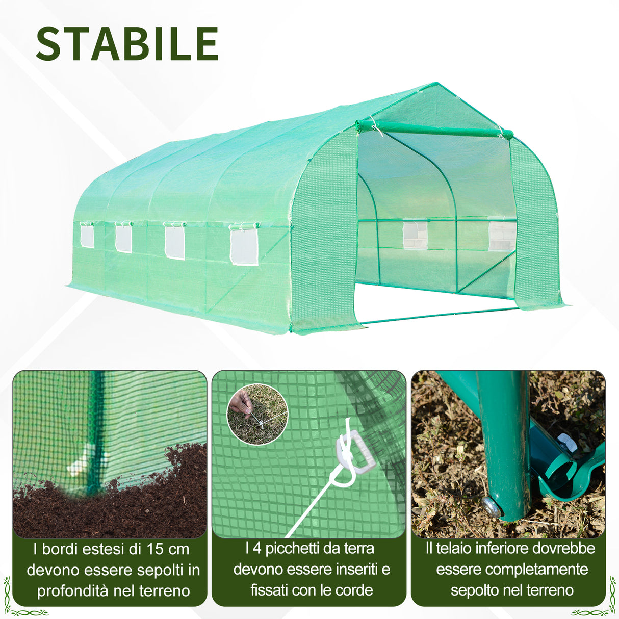 easycomfort easycomfort serra da giardino 6 x 3 x 2 m serre agricole con tetto a spiovente in pe per piante verde ean 8054144135304