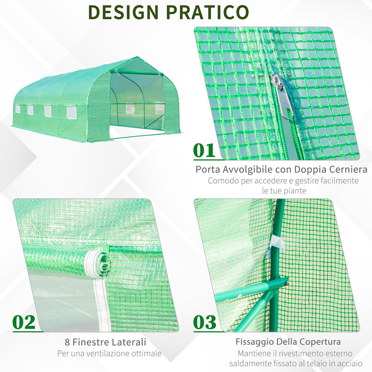 easycomfort easycomfort serra da giardino 6 x 3 x 2 m serre agricole con tetto a spiovente in pe per piante verde ean 8054144135304