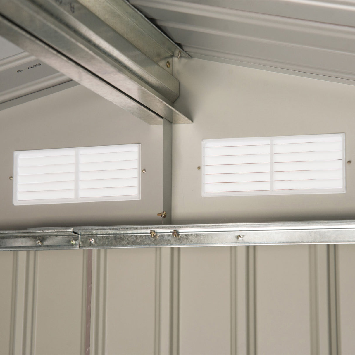 easycomfort easycomfort casetta da giardino porta utensili in lamiera con porte scorrevoli 213x130x185cm grigio