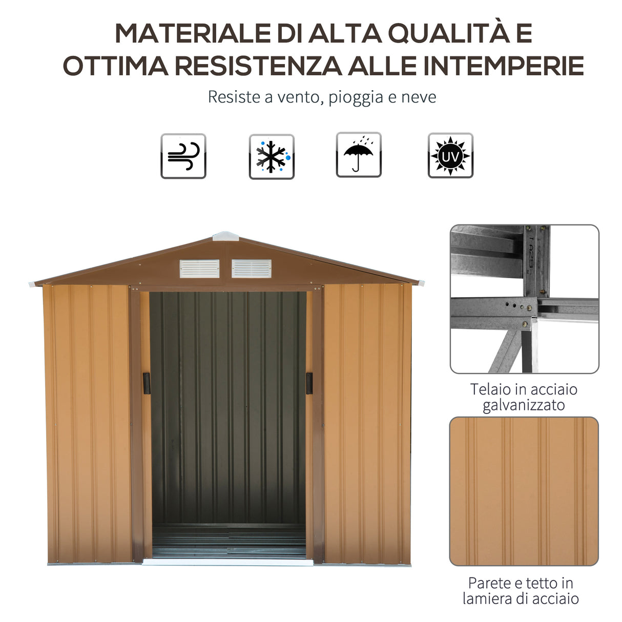easycomfort easycomfort casetta da giardino porta utensili in lamiera di acciaio capanno da giardino in acciaio con porte scorrevoli 213x130x185cm giallo