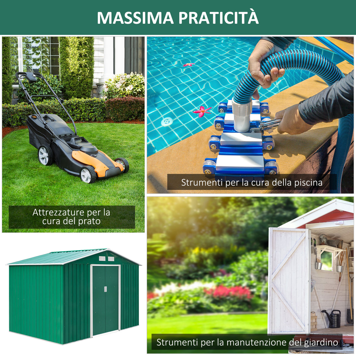 easycomfort easycomfort casetta da giardino porta utensili in lamiera di acciaio capanno da giardino in acciaio con porte scorrevoli 277x195x192cm verde