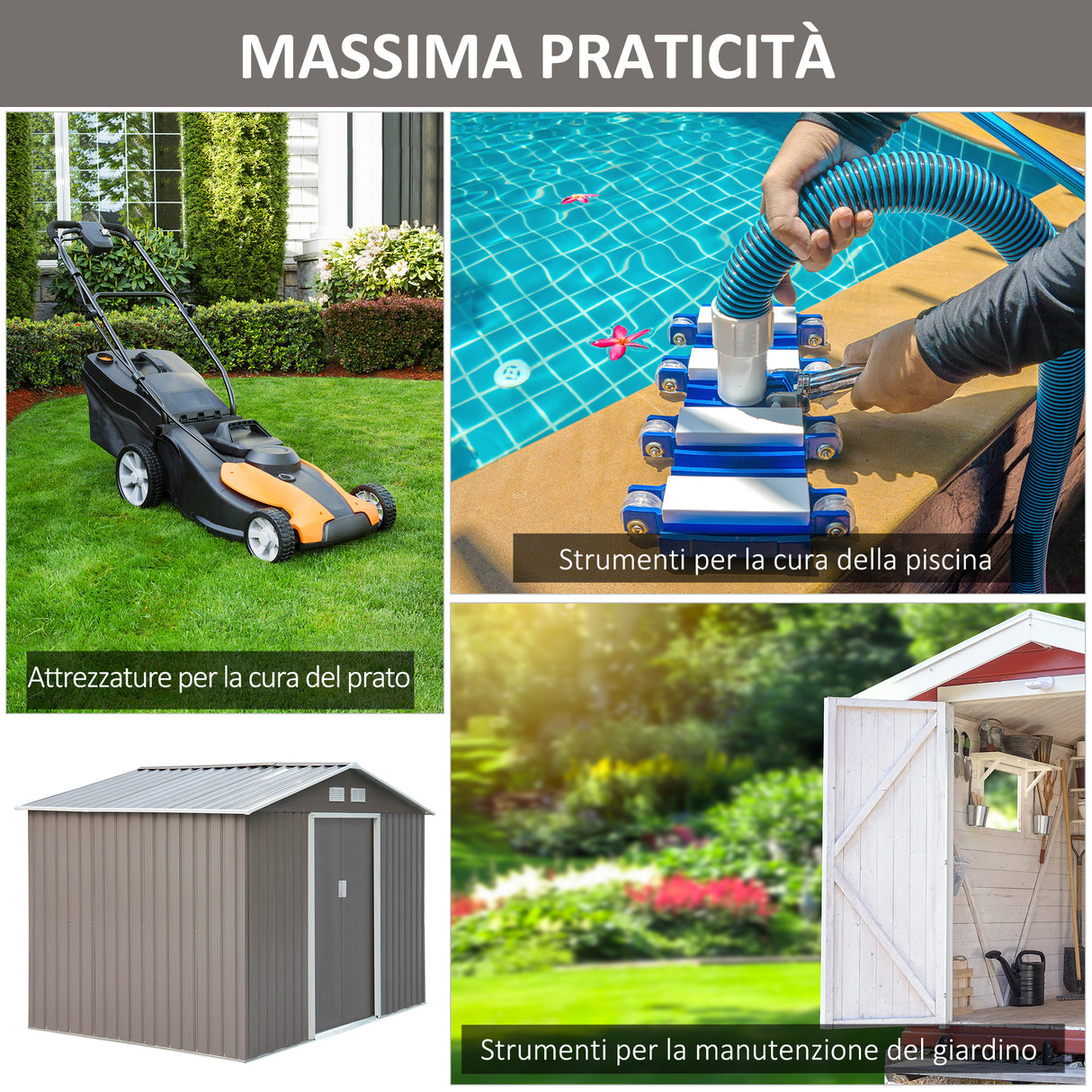 easycomfort easycomfort casetta da giardino con doppie porte scorrevoli in lamiera di acciaio capanno da giardino in acciaio 277x195x192cm grigia