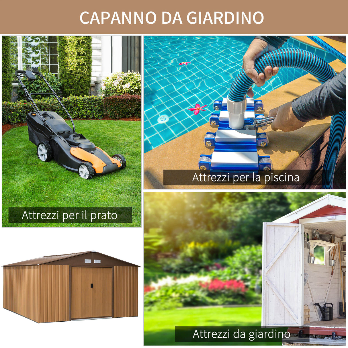 easycomfort easycomfort casetta da giardino con 2 porte scorrevoli e 4 prese daria in acciaio e pp 340x386x200cm giallo