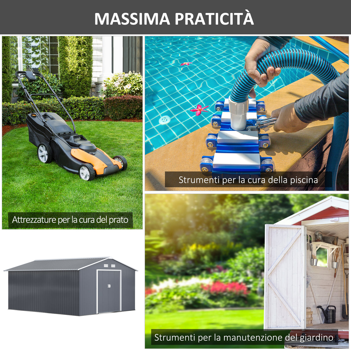 easycomfort easycomfort casetta da giardino porta utensili in lamiera di acciaio capanno da giardino in acciaio con porte scorrevoli 340x386x200cm grigio