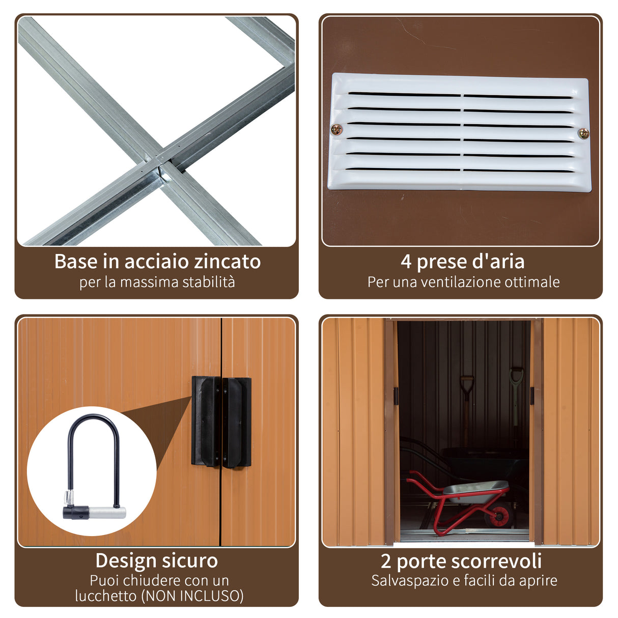 easycomfort easycomfort casetta da giardino porta utensili in lamiera di acciaio capanno da giardino in acciaio con porte scorrevoli 277x195x192cm giallo