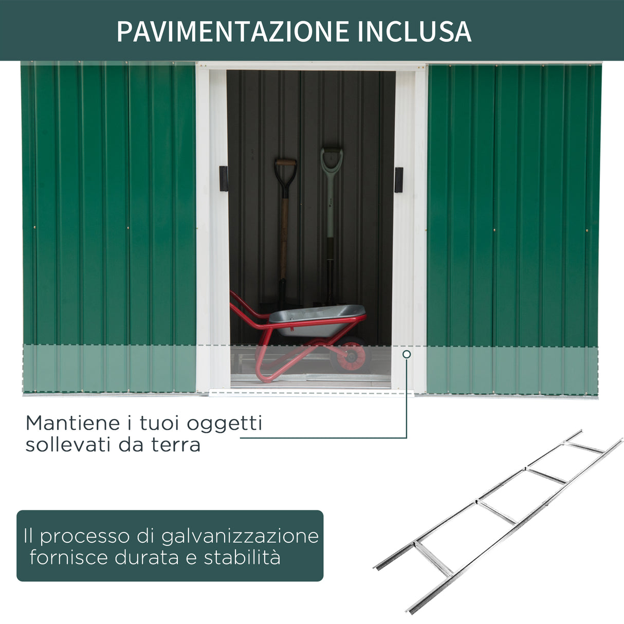 easycomfort easycomfort casetta da giardino porta utensili in lamiera di acciaio capanno da giardino in acciaio con porte scorrevoli 280x130x172cm verde