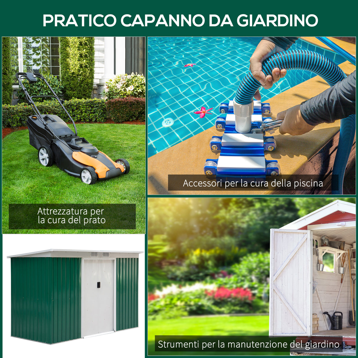 easycomfort easycomfort casetta da giardino porta utensili in lamiera di acciaio capanno da giardino in acciaio con porte scorrevoli 280x130x172cm verde
