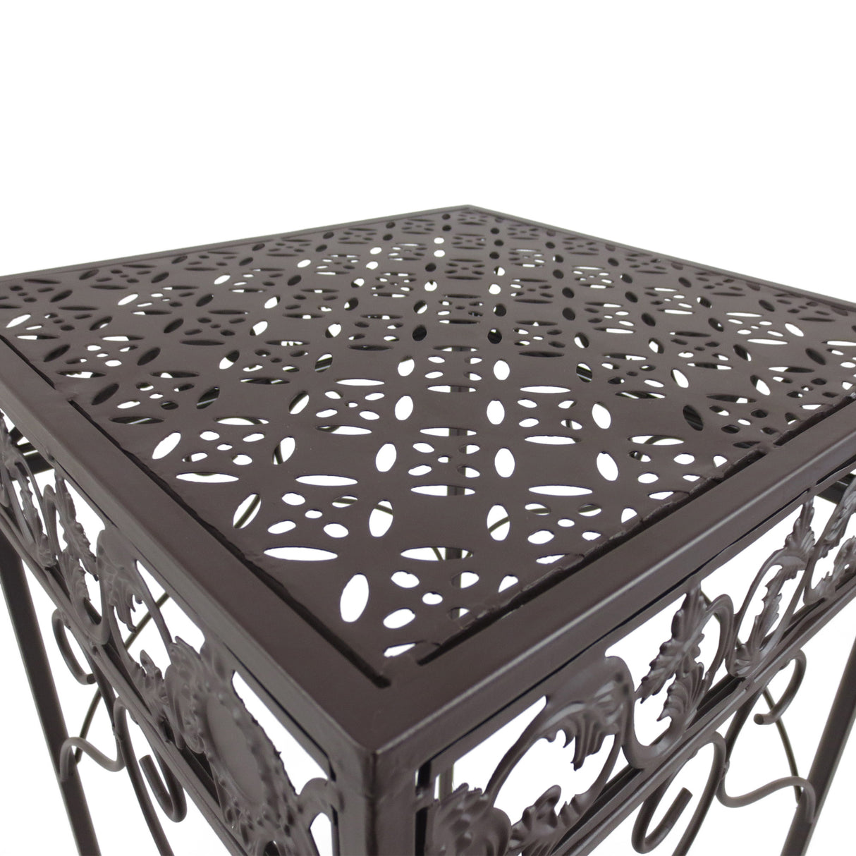 easycomfort easycomfort set 3 pezzi piedistallo porta piante in ferro battuto marrone ean 8054111847490