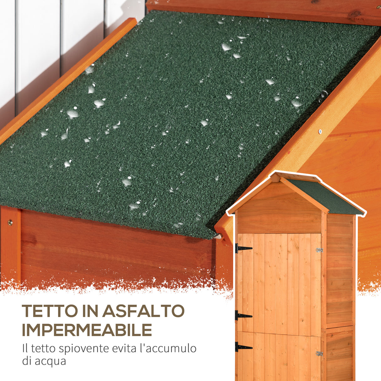easycomfort easycomfort casetta da giardino porta attrezzi in legno con 2 ante e 3 mensole 84x52x188cm