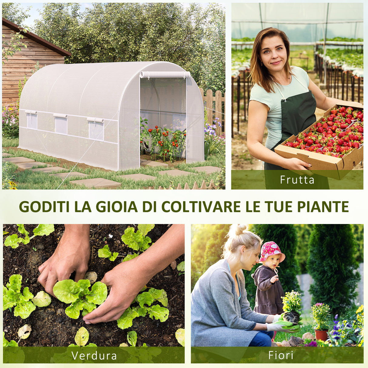 easycomfort easycomfort serra da giardino a tunnel 4x2x2m con struttura in acciaio e telo in polietilene bianco ean 8054144130323