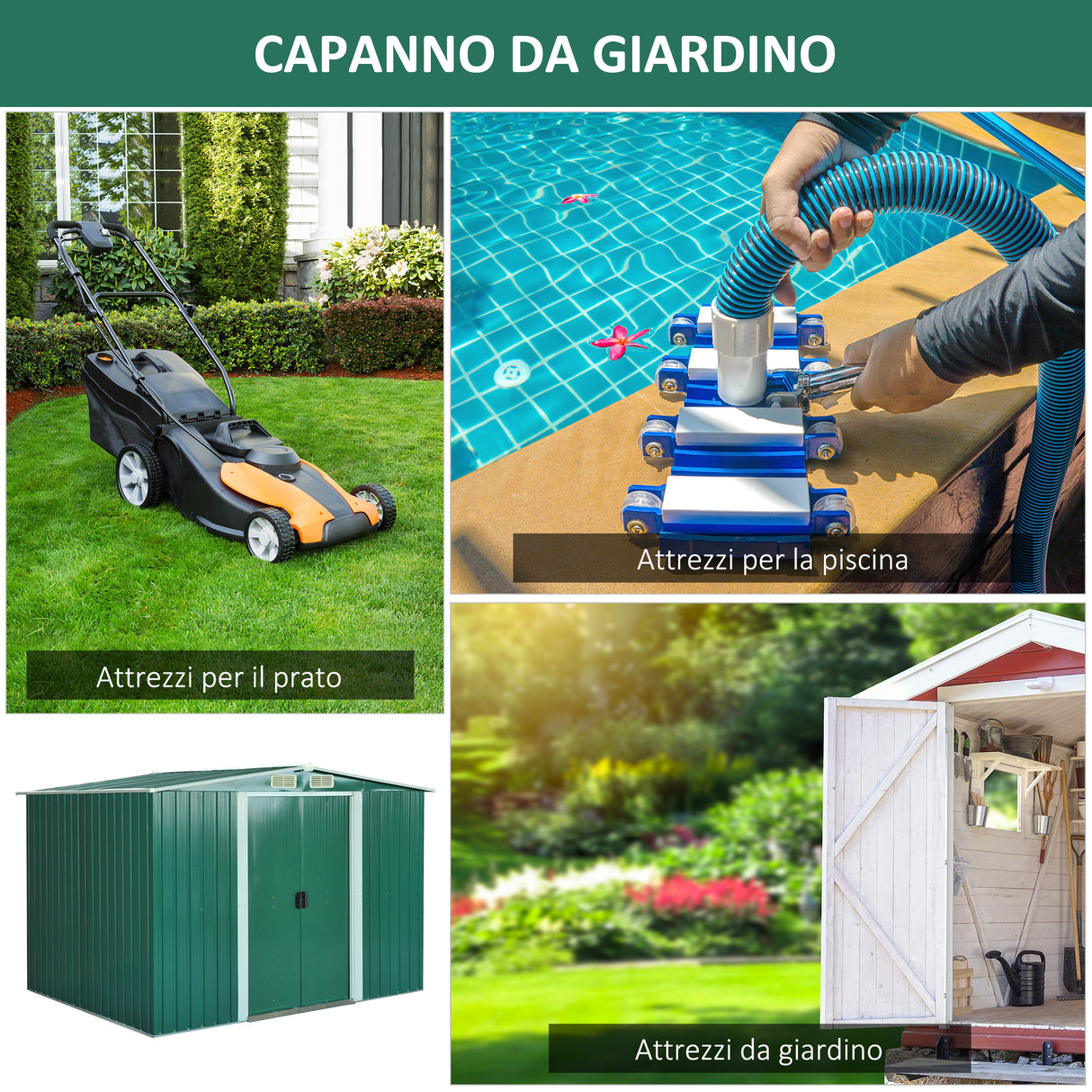 easycomfort easycomfort casetta da giardino porta utensili in lamiera di acciaio capanno da giardino in acciaio con porte scorrevoli 258x206x178cm verde