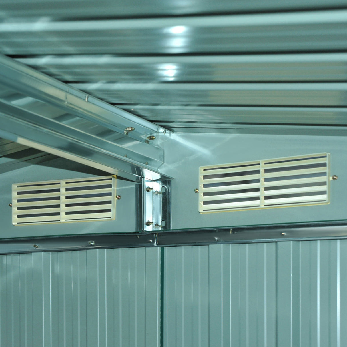 easycomfort easycomfort casetta da giardino porta utensili in lamiera di acciaio capanno da giardino in acciaio con porte scorrevoli 258x206x178cm verde