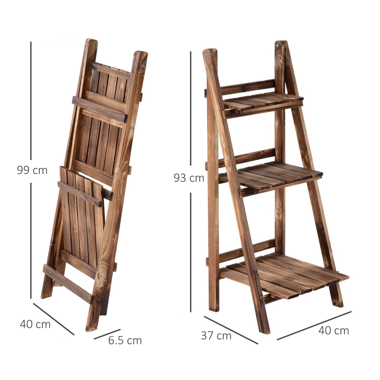easycomfort easycomfort scaffale portapiante pieghevole in legno di abete con 3 livelli da esterno 40x37x93cm