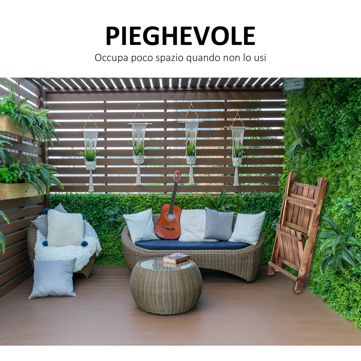 easycomfort easycomfort scaffale portapiante pieghevole in legno di abete con 3 livelli da esterno 40x37x93cm