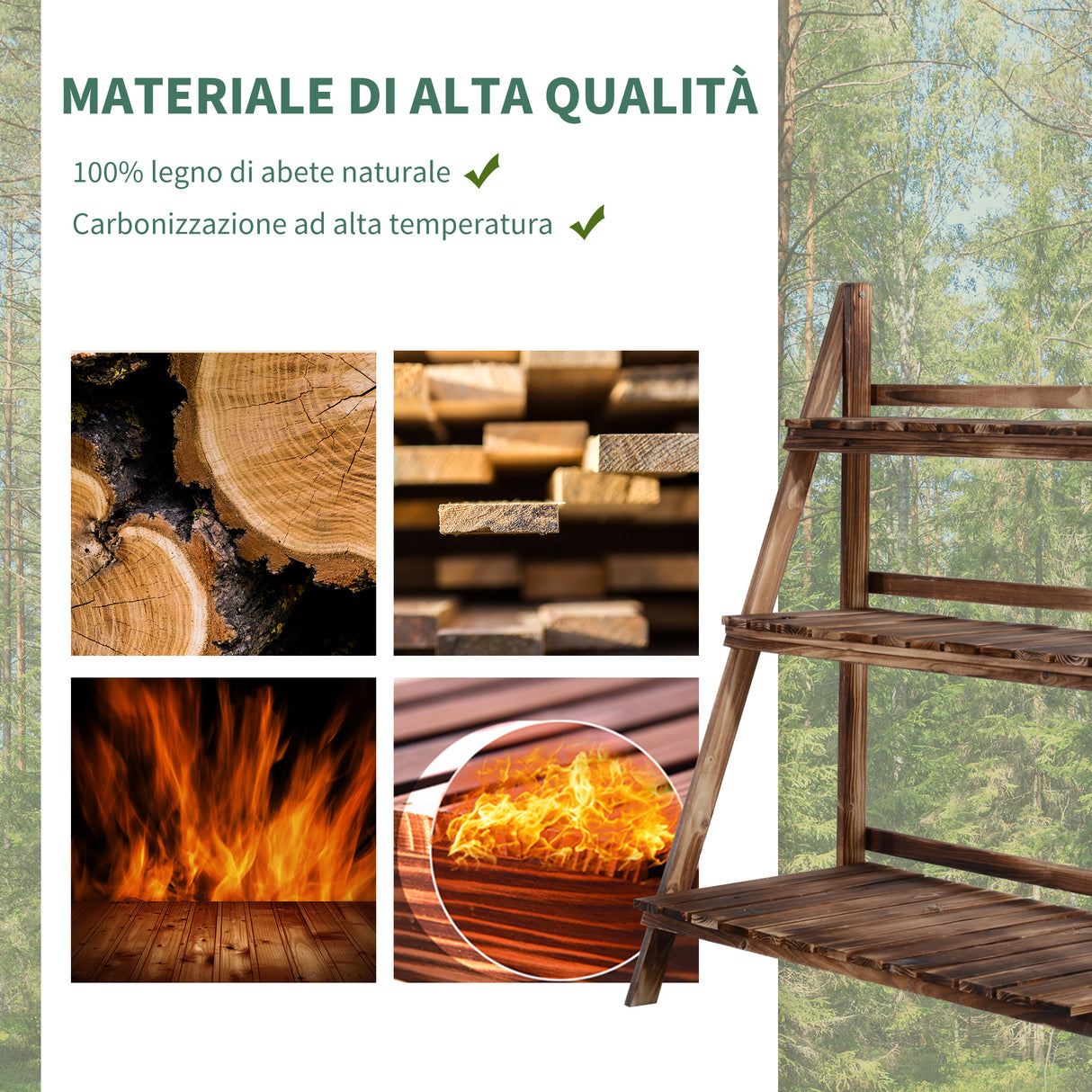 easycomfort easycomfort scaletta fioriera portavasi da giardino a 3 ripiani in legno di abete 100x37x93cm ean 8054111841375