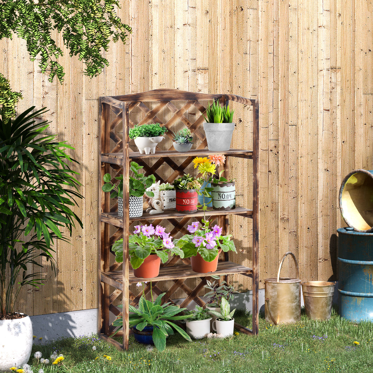 easycomfort easycomfort scaffalatura fioriera per piante a 3 ripiani in legno di abete 80x40x150cm ean 8054111846837