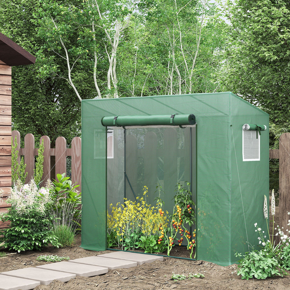 easycomfort easycomfort serra da giardino in pe e acciaio con 4 picchetti 2 finestre e copertura rinforzata 200x77x148 169cm