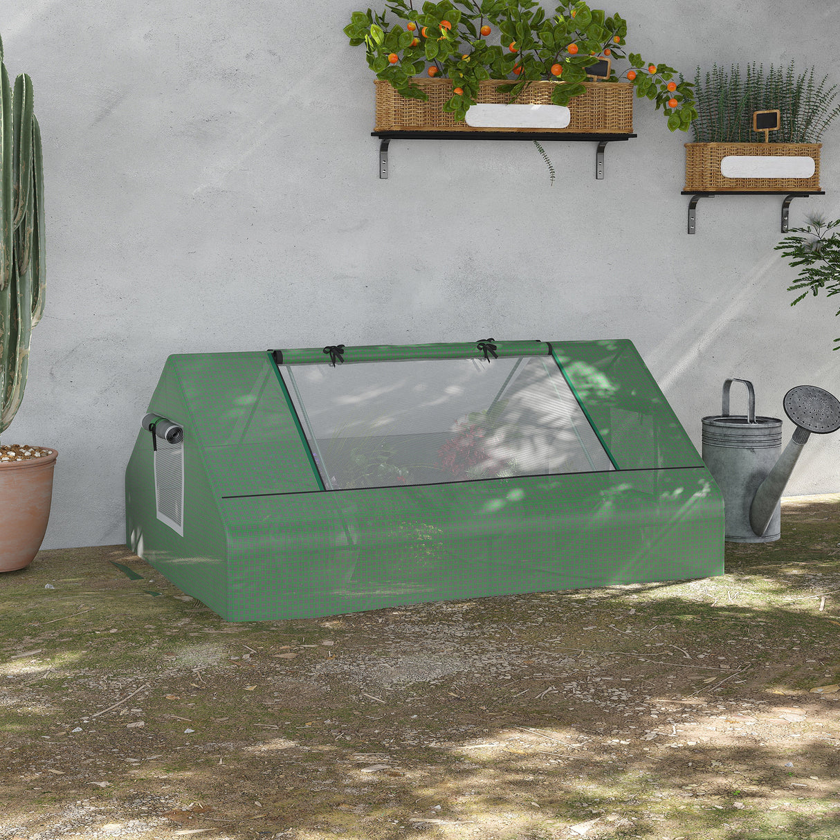 easycomfort easycomfort serra da giardino in acciaio con rivestimento in pe porte avvolgibili e finestre 180x140x80cm verde