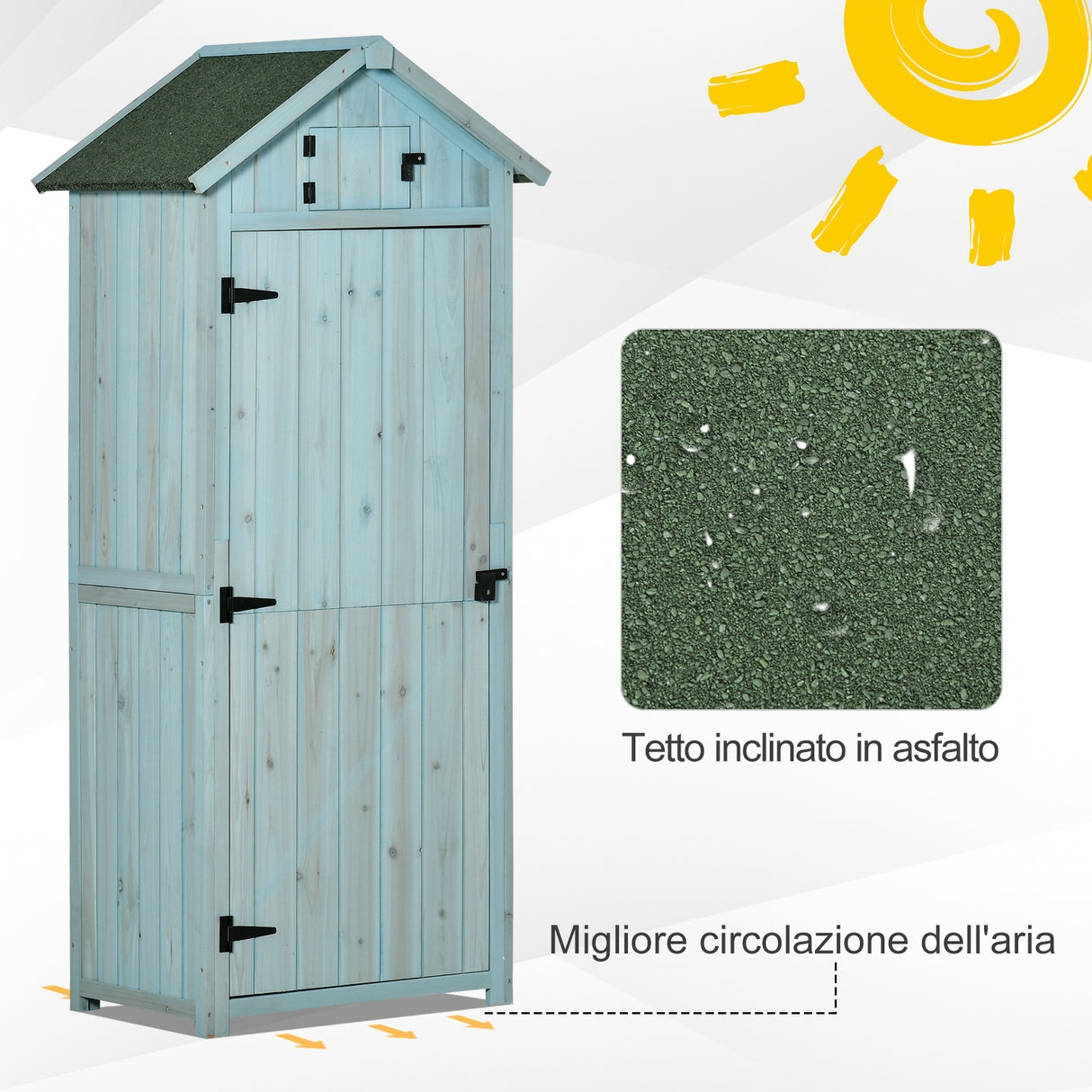 easycomfort easycomfort casetta da giardino porta attrezzi in legno con 3 ripiani 77x54 2x179cm blu