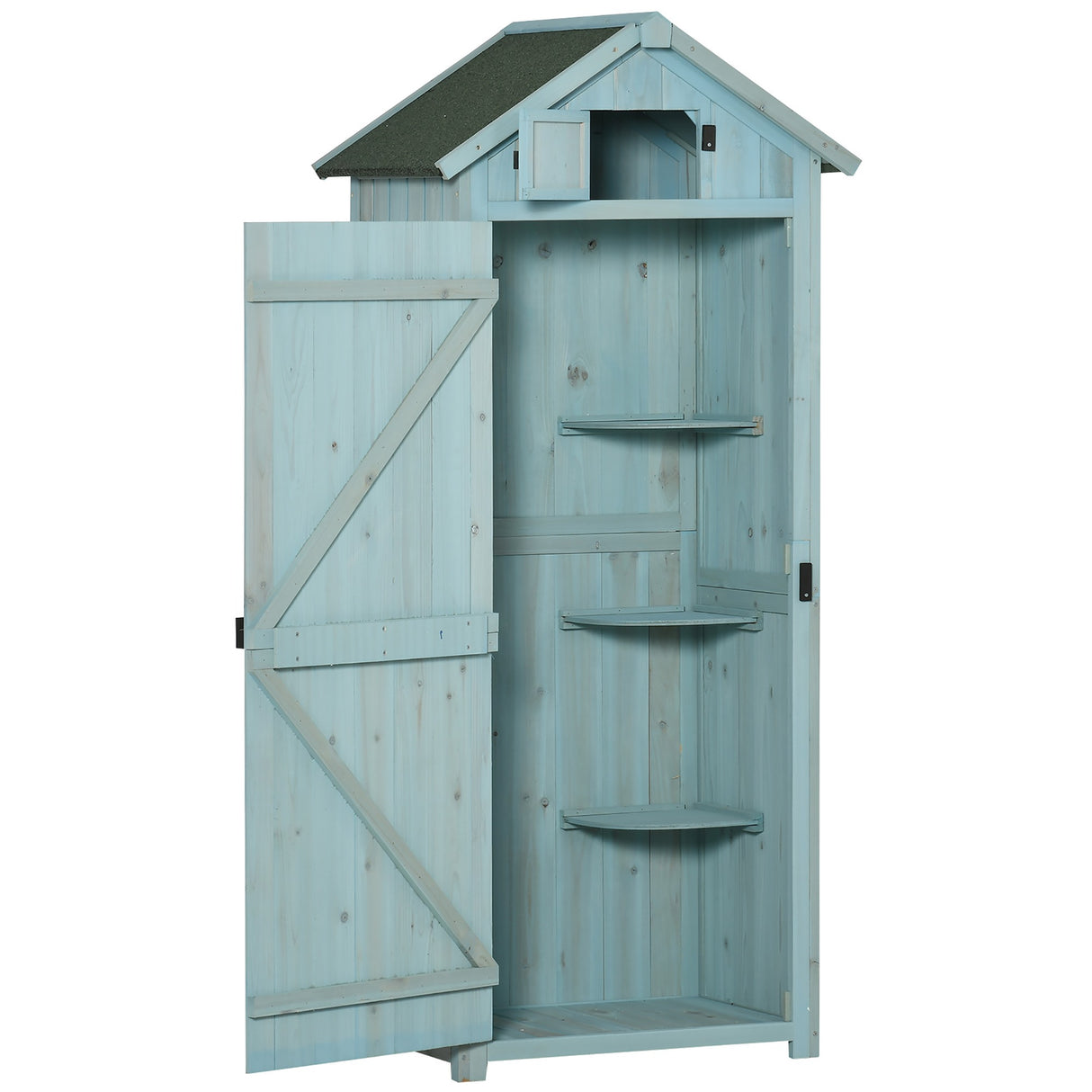 easycomfort easycomfort casetta da giardino porta attrezzi in legno con 3 ripiani 77x54 2x179cm blu